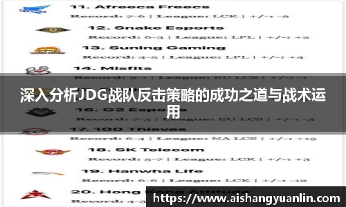 深入分析JDG战队反击策略的成功之道与战术运用