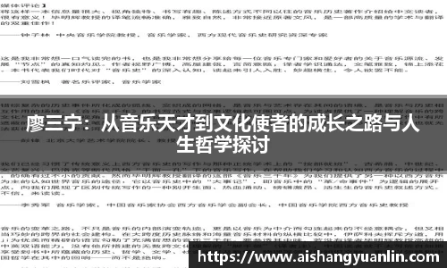廖三宁：从音乐天才到文化使者的成长之路与人生哲学探讨